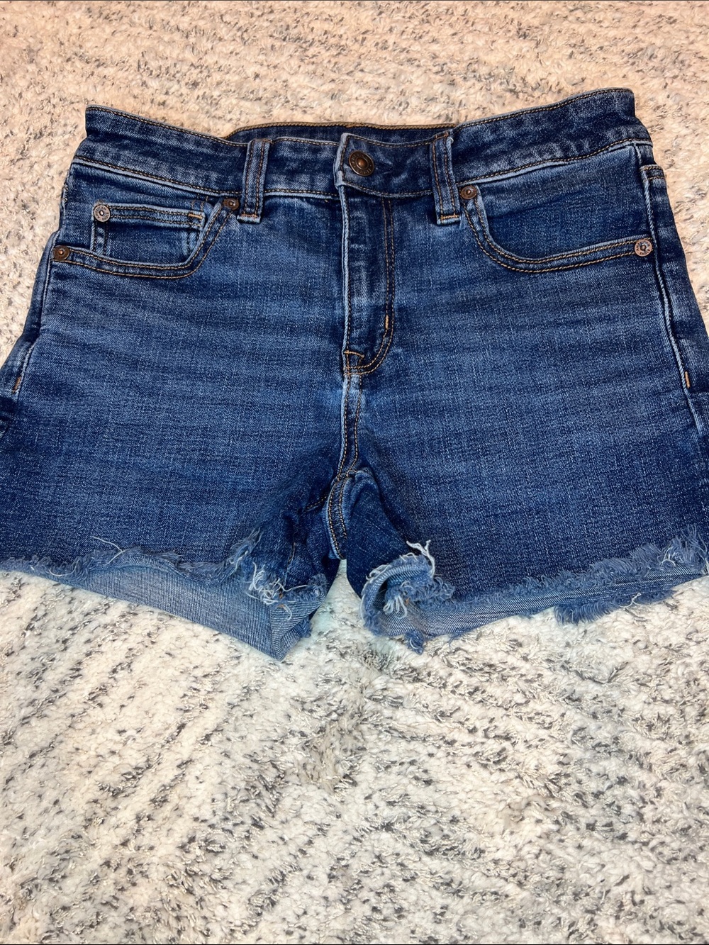 American Eagle Outfitters Blue Distressed Next Level Stretch Denim Shorts